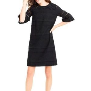 Jcrew Black Flutter Sleeve Eyelet Shift Dress